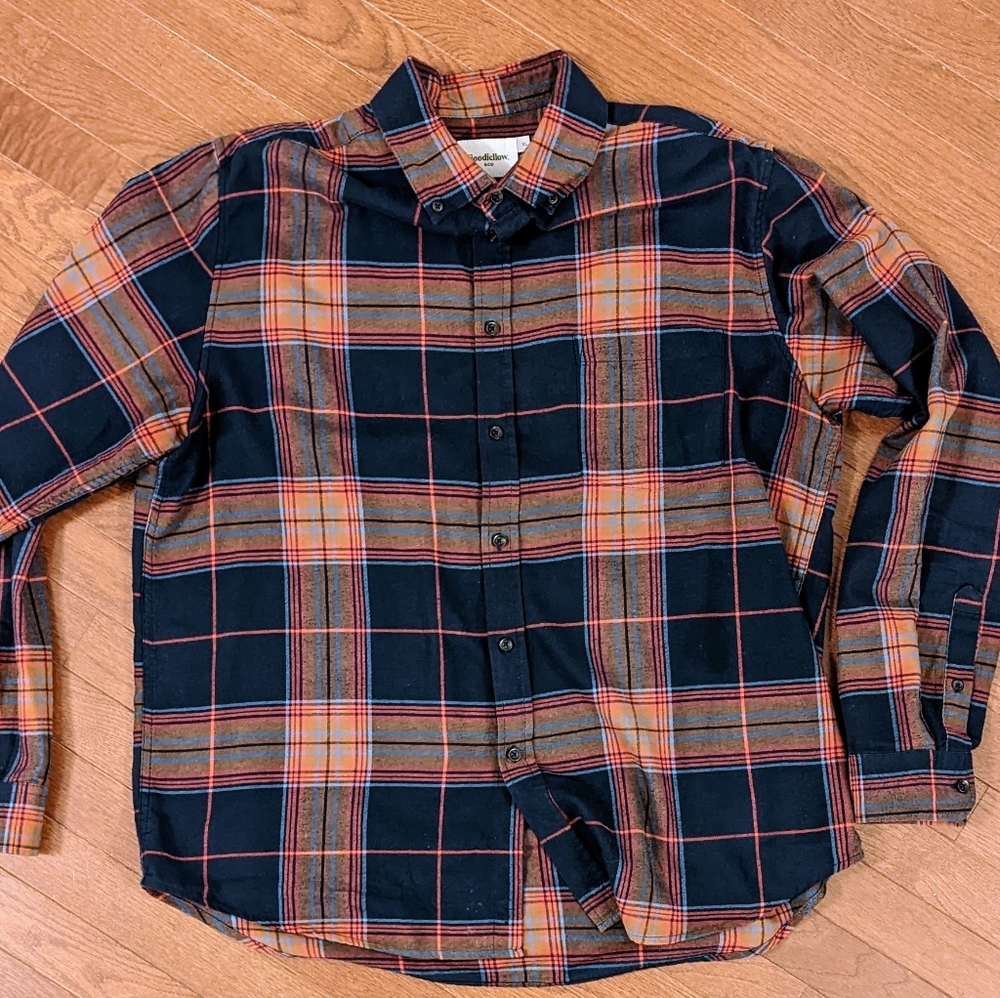 Goodfellow & Co - Mid-Weight Flannel - Orange/Blue/Tan - Men's XL